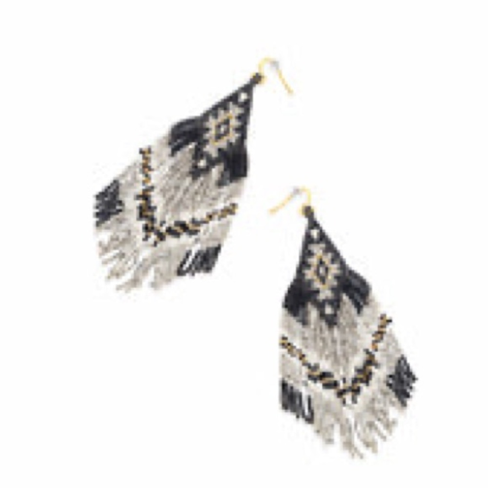 💝New! Gorgeous Silver Gray Beaded tassel boho western tribal earrings jewelry - Picture 8 of 8